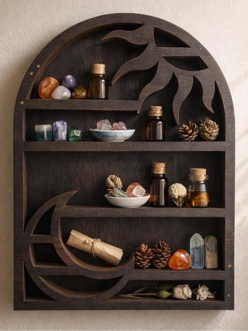 Black Celestial Sun Moon Decor Trinket Shelf Small Crystal Display Mini Altar - Picture 10 of 13